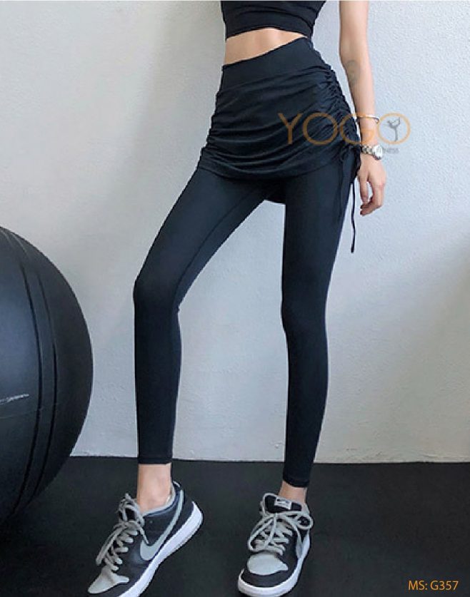 Quần tập Gym nữ dài phối váy G357