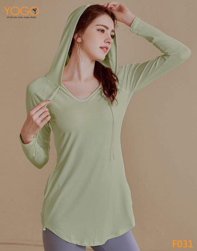 Áo tập gym nữ tay dài có mũ F031